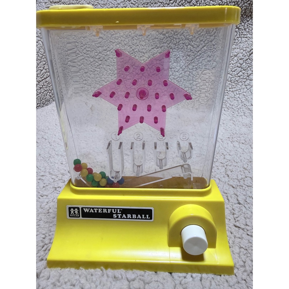 Vintage 1976 Tomy Waterful Starball Handheld Water Game Yellow Made in Japan - Picture 2 of 5
